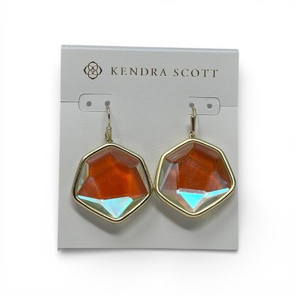 Kendra Scott Jewelry - Kendra Scott Vanessa Dichroic Glass Drop Earrings 14K Gold Plated Faceted NWT